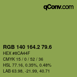 カラーコード: RGB 140 164.2 79.6 | qconv.com