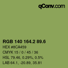 カラーコード: RGB 140 164.2 89.6 | qconv.com