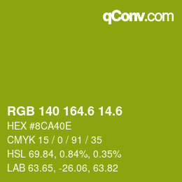 カラーコード: RGB 140 164.6 14.6 | qconv.com