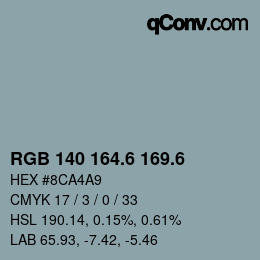 カラーコード: RGB 140 164.6 169.6 | qconv.com