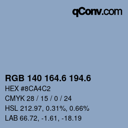 カラーコード: RGB 140 164.6 194.6 | qconv.com