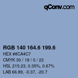 カラーコード: RGB 140 164.6 199.6 | qconv.com
