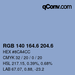 カラーコード: RGB 140 164.6 204.6 | qconv.com