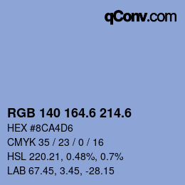 カラーコード: RGB 140 164.6 214.6 | qconv.com