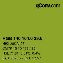 カラーコード: RGB 140 164.6 39.6 | qconv.com
