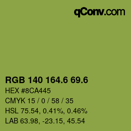 カラーコード: RGB 140 164.6 69.6 | qconv.com