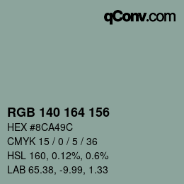 Código de color: RGB 140 164 156 | qconv.com