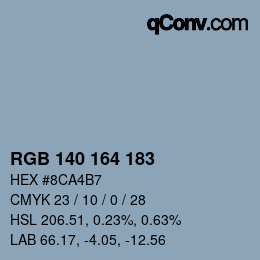 Código de color: RGB 140 164 183 | qconv.com