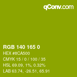 Color code: RGB 140 165 0 | qconv.com