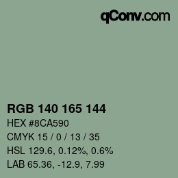 Color code: RGB 140 165 144 | qconv.com