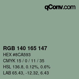 カラーコード: RGB 140 165 147 | qconv.com