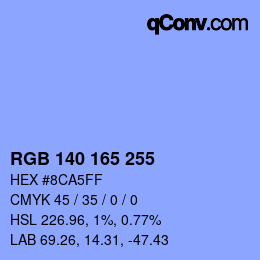 カラーコード: RGB 140 165 255 | qconv.com