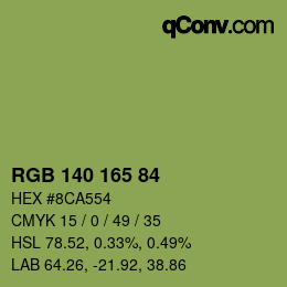 Color code: RGB 140 165 84 | qconv.com