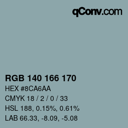 カラーコード: RGB 140 166 170 | qconv.com