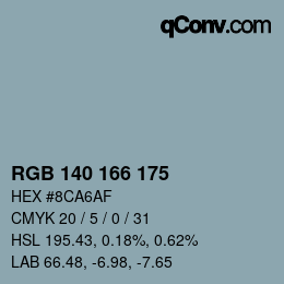 Color code: RGB 140 166 175 | qconv.com