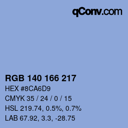 Color code: RGB 140 166 217 | qconv.com