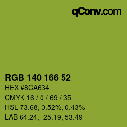 Color code: RGB 140 166 52 | qconv.com