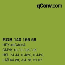 Color code: RGB 140 166 58 | qconv.com
