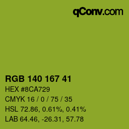 Color code: RGB 140 167 41 | qconv.com