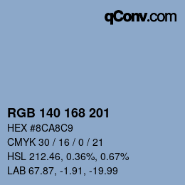 カラーコード: RGB 140 168 201 | qconv.com