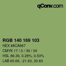 Color code: RGB 140 169 103 | qconv.com