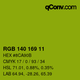 Color code: RGB 140 169 11 | qconv.com