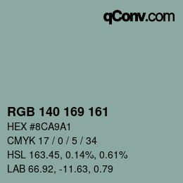颜色代码: RGB 140 169 161 | qconv.com