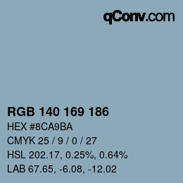 Color code: RGB 140 169 186 | qconv.com