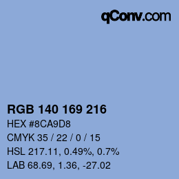 Color code: RGB 140 169 216 | qconv.com