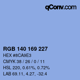 Color code: RGB 140 169 227 | qconv.com