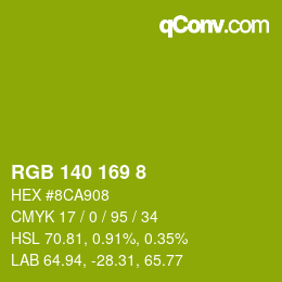 Color code: RGB 140 169 8 | qconv.com