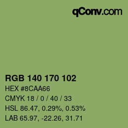 カラーコード: RGB 140 170 102 | qconv.com