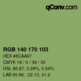 颜色代码: RGB 140 170 103 | qconv.com