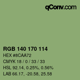 カラーコード: RGB 140 170 114 | qconv.com