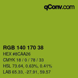 カラーコード: RGB 140 170 38 | qconv.com