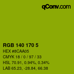Color code: RGB 140 170 5 | qconv.com