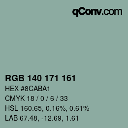 カラーコード: RGB 140 171 161 | qconv.com