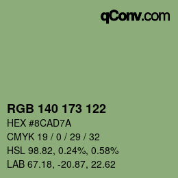 カラーコード: RGB 140 173 122 | qconv.com
