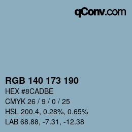 Color code: RGB 140 173 190 | qconv.com