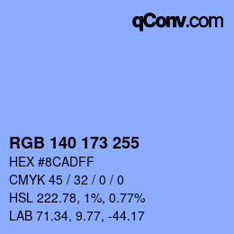 Color code: RGB 140 173 255 | qconv.com