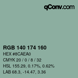 Color code: RGB 140 174 160 | qconv.com