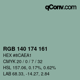 Color code: RGB 140 174 161 | qconv.com