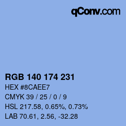 Color code: RGB 140 174 231 | qconv.com