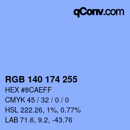 Color code: RGB 140 174 255 | qconv.com