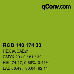 Color code: RGB 140 174 33 | qconv.com