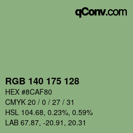 Color code: RGB 140 175 128 | qconv.com
