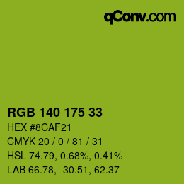 Color code: RGB 140 175 33 | qconv.com