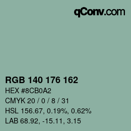 Color code: RGB 140 176 162 | qconv.com