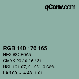 Color code: RGB 140 176 165 | qconv.com