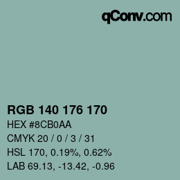 カラーコード: RGB 140 176 170 | qconv.com